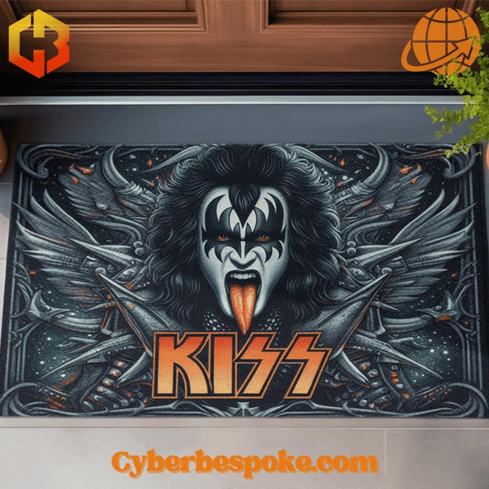 Kiss Band Gene Simmons Limited Doormat with dramatic portrait and logo design