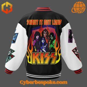 Kiss Band Shout It Out Loud Baseball Jacket perfect for everyday wear.