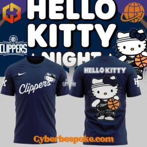 Los Angeles Clippers Hello Kitty Night promotional image with t-shirt designs