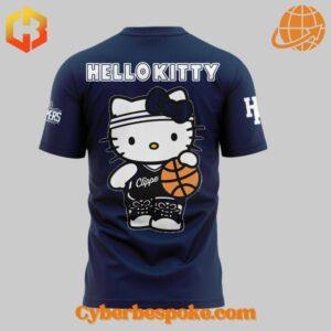 Back view of Los Angeles Clippers Hello Kitty collaboration t-shirt