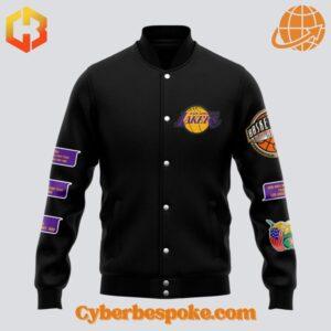 Premium Los Angeles Lakers Michael Cooper Baseball Jacket featuring high-definition 3D prints and exceptional comfort.