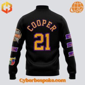 Premium Los Angeles Lakers Michael Cooper Baseball Jacket featuring high-definition 3D prints and exceptional comfort.