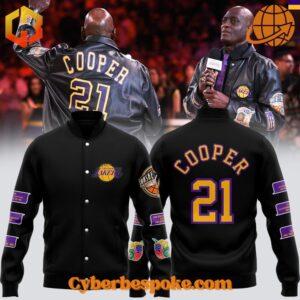 Premium Los Angeles Lakers Michael Cooper Baseball Jacket featuring high-definition 3D prints and exceptional comfort.