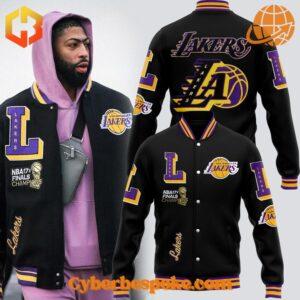 Premium Los Angeles Lakers Nba X Final Champions Baseball Jacket featuring high-definition 3D prints and exceptional comfort.