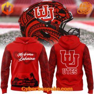 Unique 3D-designed Malama Lahaina Utah Utes Football Hoodie, blending artistic visuals with everyday wear.