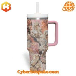 Back view of the Melanie Martinez Light Shower Stanley Tumbler Cup showing additional artwork and Melanie's imagery.