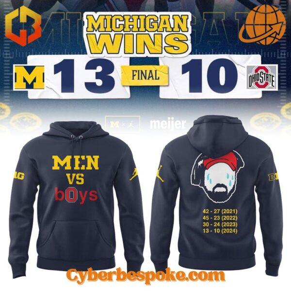 Unique 3D-designed Michigan Wolverines Men Vs Boys Hoodie, blending artistic visuals with everyday wear.