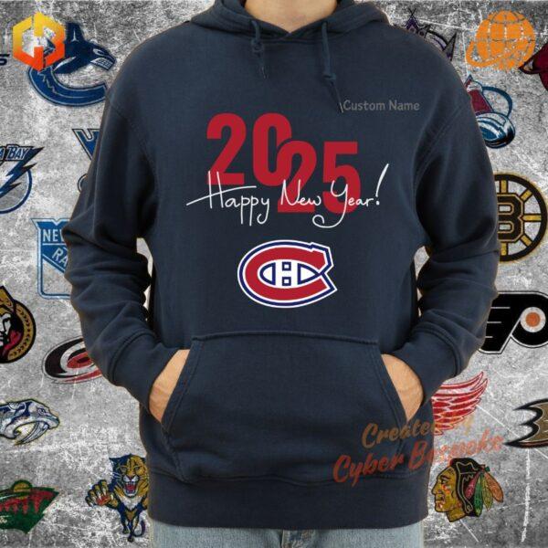 Montreal Canadiens unisex hoodie in red, white, and blue, featuring the iconic team logo, perfect for celebrating New Year’s Eve 2025