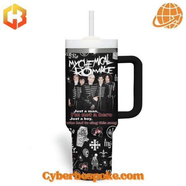 My Chemical Romance tumbler featuring the band in Black Parade uniforms.