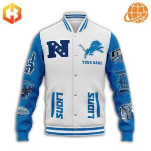 Detroit Lions varsity jacket back design