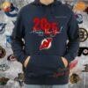 New Jersey Devils unisex hoodie in red and black, featuring the team’s logo with a Happy New Year 2025 design