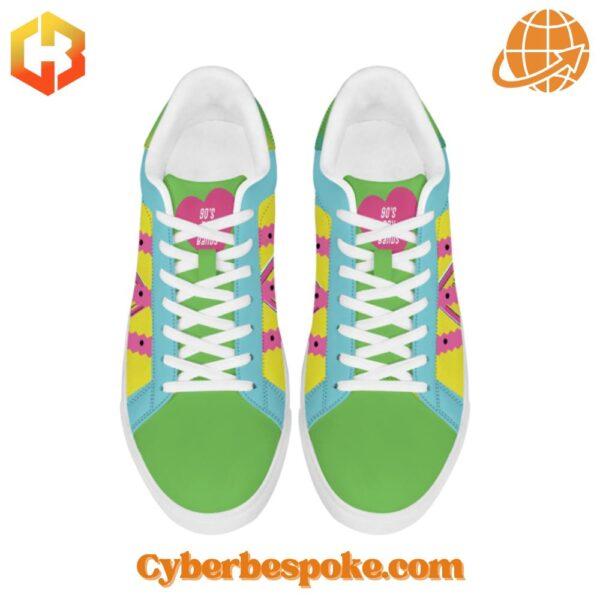 Top view of New Kids on the Block Stan Smith Shoes showcasing colorful design.