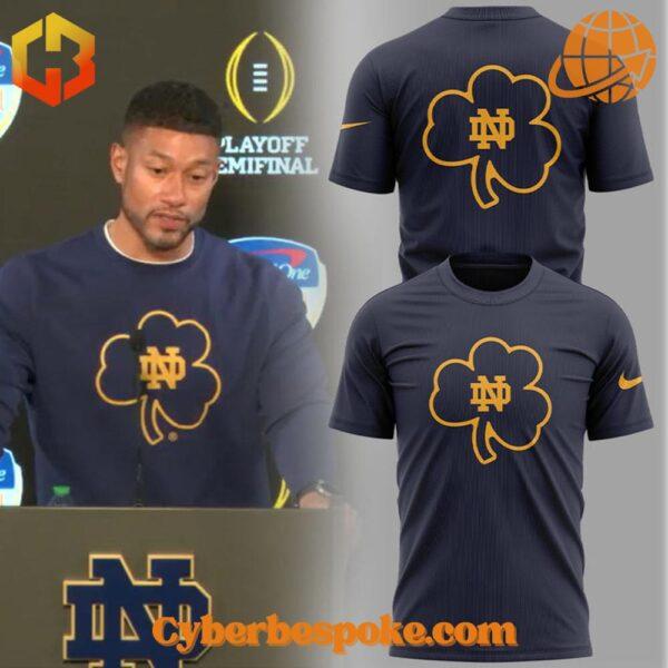 Marcus Freeman Notre Dame Clover hoodie with iconic team logo and coach-inspired style