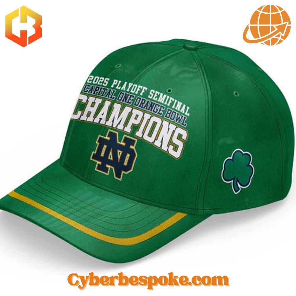 Premium Notre Dame Fighting Irish Orange Bowl Champions Hat featuring high-definition 3D prints and exceptional comfort.