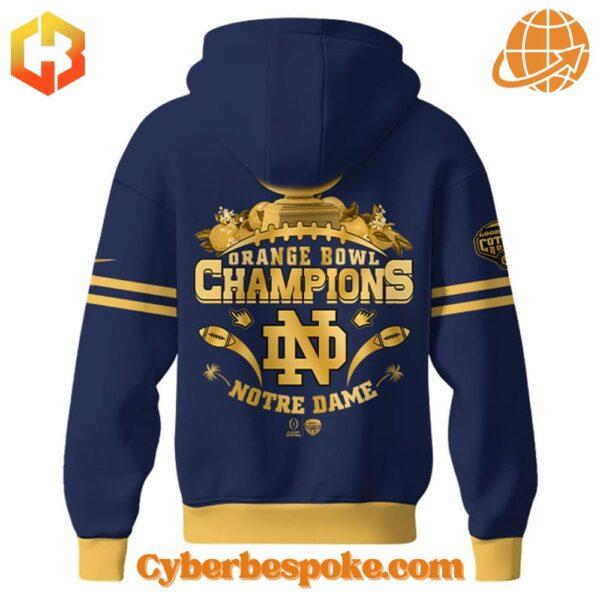 Notre Dame 2025 Orange Bowl Champions Hoodie with front pocket and drawstring hood