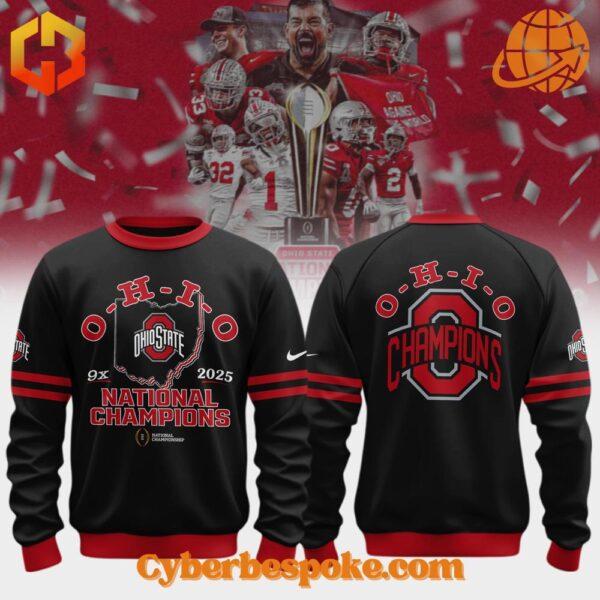 Unique Ohio State Buckeyes National Champions Sweatshirt featuring immersive 3D designs that redefine casual wear.