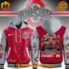 Versatile Ohio State Buckeyes Football Playoff Cotton Bowl Champions Hooded Varsity Jacket designed for comfort, style, and durability.