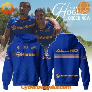 Unique 3D-designed Parramatta Eels Captain’s Run Hoodie, blending artistic visuals with everyday wear.