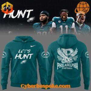 Philadelphia Eagles green Nike hoodie with "Let's Hunt" design and team logo