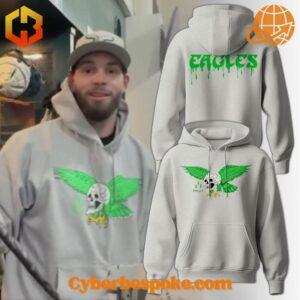 Unique 3D-designed Philadelphia Eagles Philly Skull Hoodie, blending artistic visuals with everyday wear.