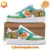 Nike Air Force 1 shoes with colorful Phish-themed custom design, featuring underwater scenes and cartoon band members.