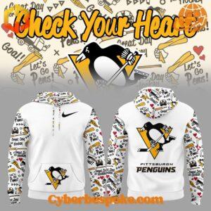 Unisex Pittsburgh Penguins Check Your Heart Hoodie made from premium fabrics, perfect for layering.