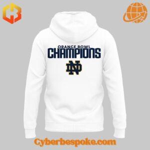 Premium Playoff Orange Bowl Champions Notre Dame Fighting Irish Football Hoodie featuring high-definition 3D prints and exceptional comfort.