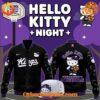 Sacramento Kings Hello Kitty Night baseball jacket featuring Hello Kitty in Kings gear with a starry night design.