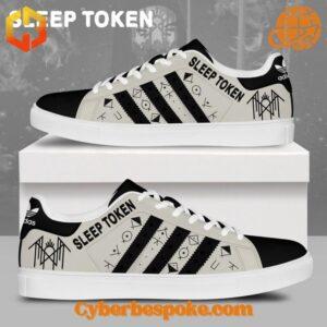 Side view of Sleep Token Band Stan Smith Shoes with band name and symbols.