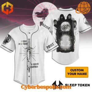 Sleep Token band merchandise featuring customizable baseball jerseys with gothic designs