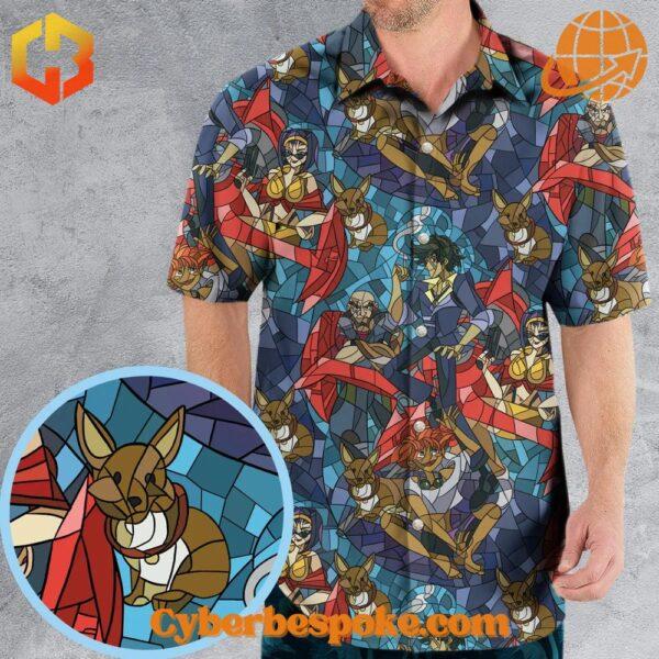 Cowboy Bebop Hawaiian shirt with Spike, Faye, and Ed.