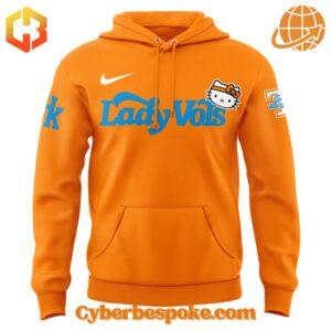 Front view of orange Tennessee Lady Volunteers Hello Kitty Nike hoodie.