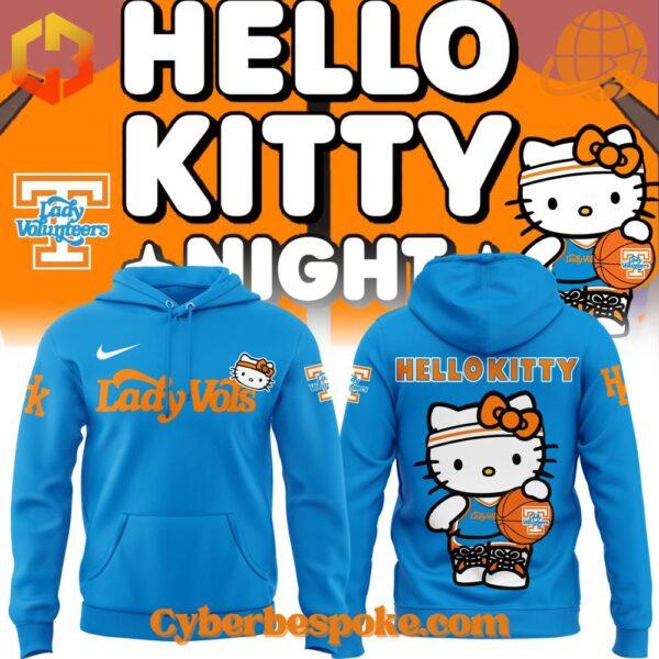 Tennessee Lady Volunteers Hello Kitty Nike hoodie in blue with front and back design.