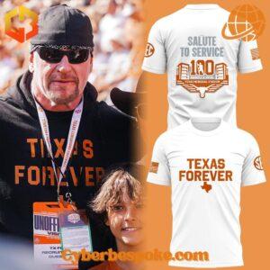 Texas Longhorns 'Texas Forever' Salute to Service shirt featuring patriotic design elements.