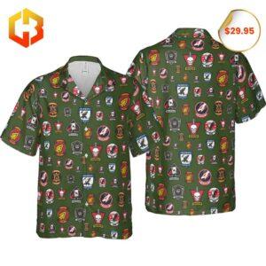 Top Gun Badge 2025 Hawaiian shirt featuring iconic flight-related graphics with bright tropical accents