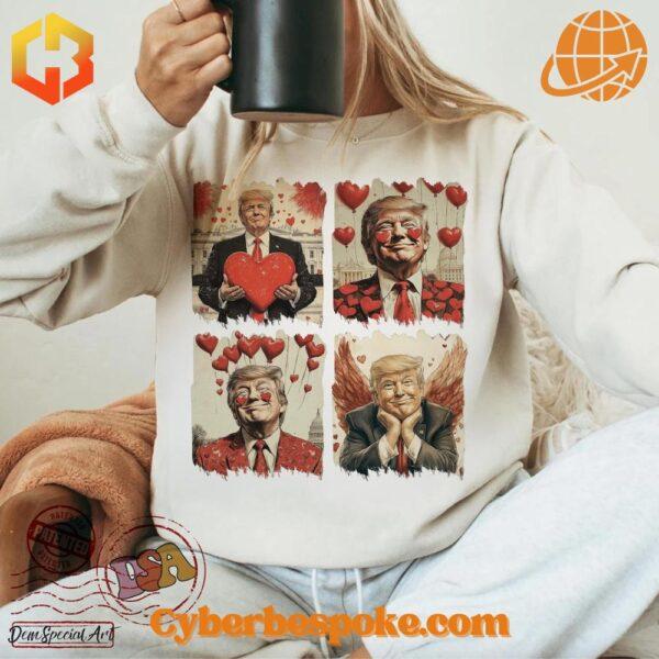 Funny Valentine's sweatshirt with Trump design featuring a heart graphic and bold text