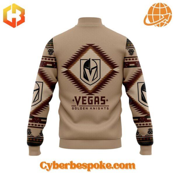 Unisex Vegas Golden Knights Native American Heritage Baseball Jacket made from premium fabrics, perfect for layering.