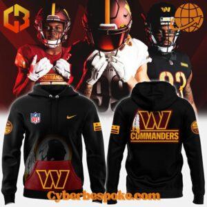 Washington Commanders Fanatics black hoodie with team logo and bold graphics.