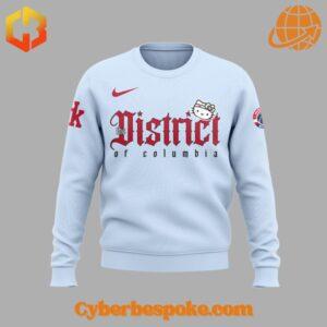 Washington Wizards x Hello Kitty sweatshirt front design featuring "the District of Columbia" text