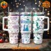 Set of three Wicked-themed Stanley tumblers with Broadway-inspired designs and quotes