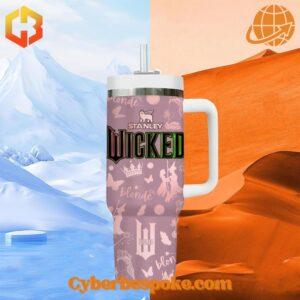 This image provides a detailed view of the Wicked-themed Stanley tumbler.