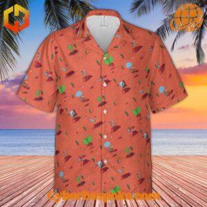 This Wile E. Coyote and the Road Runner Hawaiian shirt brings the classic Looney Tunes characters to life in a tropical paradise.