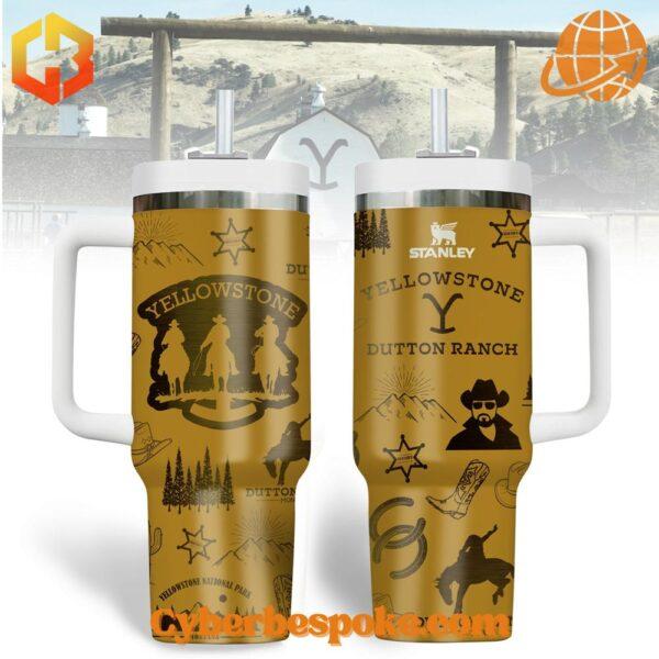 Yellowstone Dutton Ranch-themed 40oz Stanley tumbler with rugged design