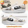 A pair of Avenged Sevenfold Nike Air Force Sneaker with a minimalist design