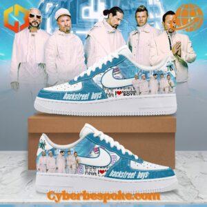 A pair of Backstreet Boys In My Dna Nike Air Force with a minimalist design