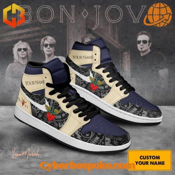 Step up your sneaker game with the sleek and stylish Bon Jovi Band Custom Air Jordan High.