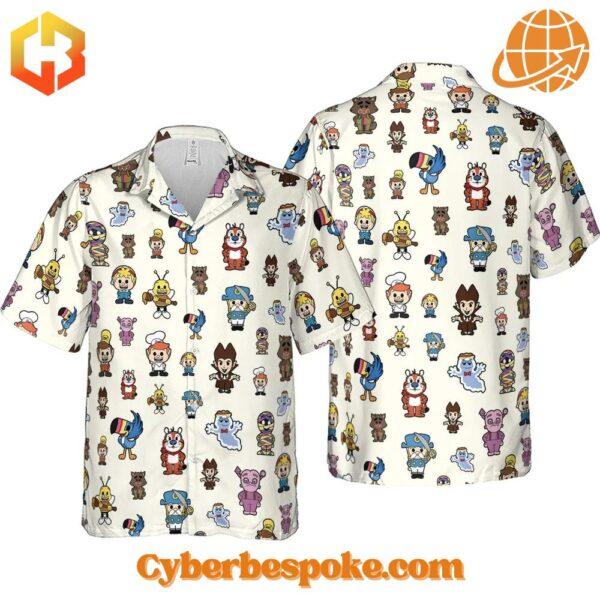 Elevate your footwear game with the sleek and stylish Breakfast Club Cereal Mascot Version Hawaiian Shirt