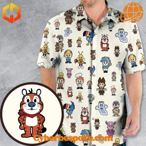 Elevate your footwear game with the sleek and stylish Breakfast Club Cereal Mascot Version Hawaiian Shirt