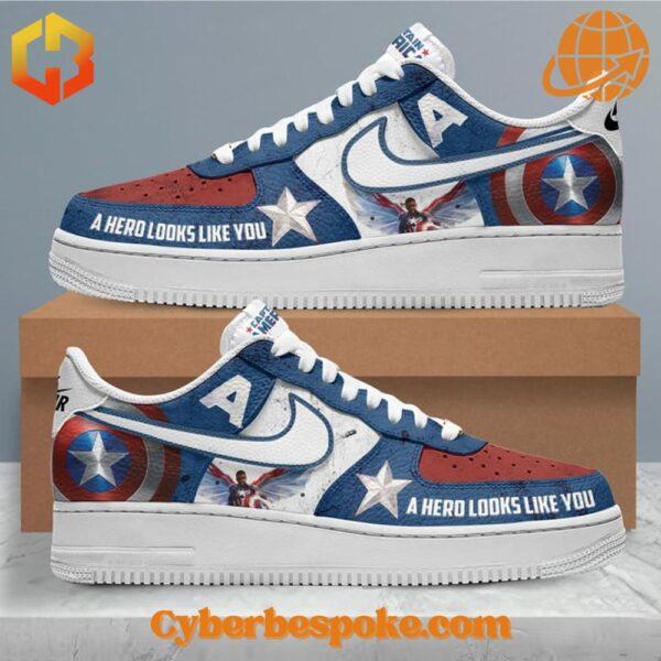 The Captain America A Hero Looks Like You Nike Air Force Shoes is designed for effortless style and lightweight wearability.