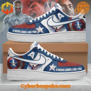 The Captain America A Hero Looks Like You Nike Air Force Shoes is designed for effortless style and lightweight wearability.